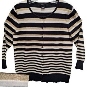 Nue Options striped sweaters cardigan long sleeve‎ with buttons for women size L